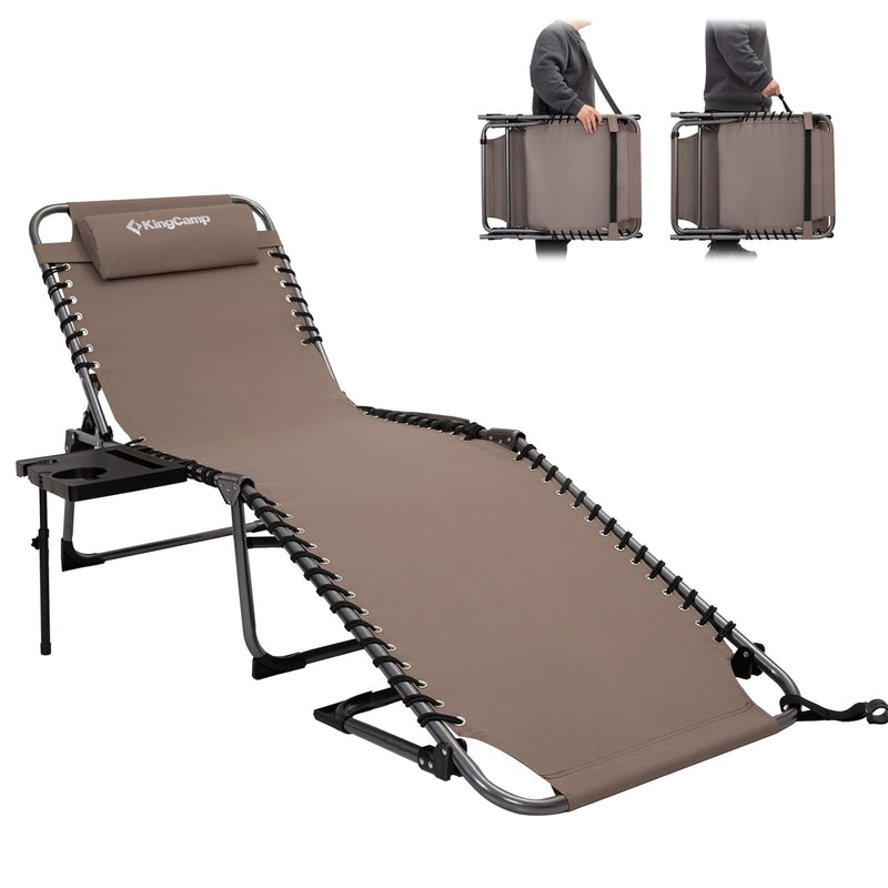 Load image into Gallery viewer, KingCamp Folding Chaise Lounge Chair with Pillow &amp; Side Table
