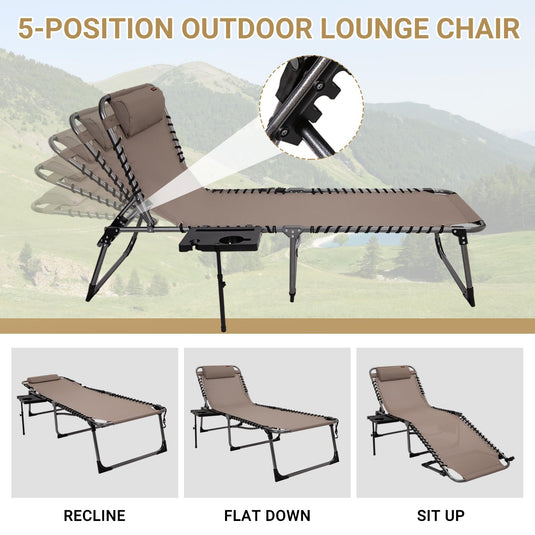 KingCamp Cool Lounge Chair Plus Textilene Lounge Chair with Side Table