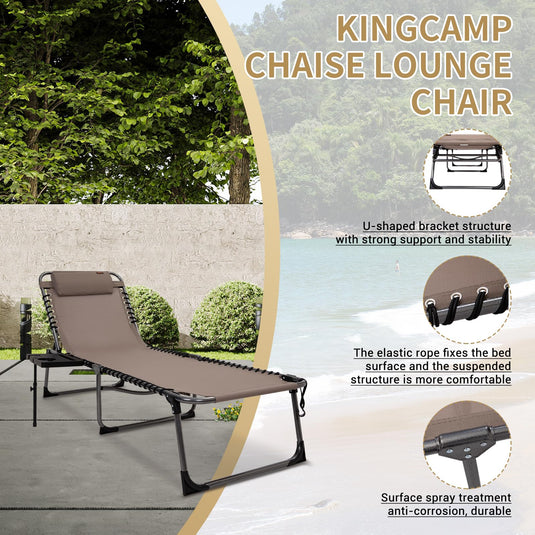 KingCamp Cool Lounge Chair Plus Textilene Lounge Chair with Side Table