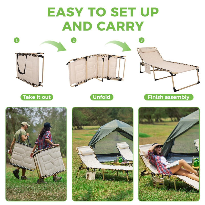 Load image into Gallery viewer, KingCamp Oversized Comfort 3-folding Lounge Chair Easy Fold and Carry
