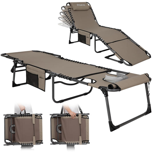 KingCamp MAGNOLIA B10 Backpack Chaise Lounge - 5-Position Adjustable Recliner with Pillow & Side Pocket