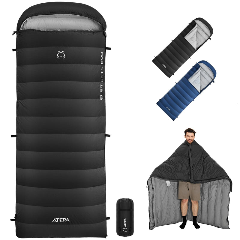 Load image into Gallery viewer, ATEPA ELEMENTS 600 Down Sleeping Bag black
