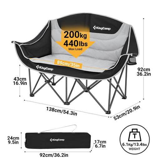 KingCamp Double Sofa Chair Heavy-Duty Loveseat Camping Chair