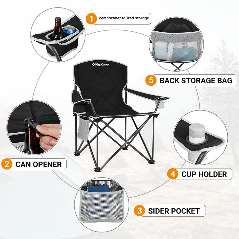 Load image into Gallery viewer, KingCamp Extra-Large Folding Camping Chair with Side Pocket
