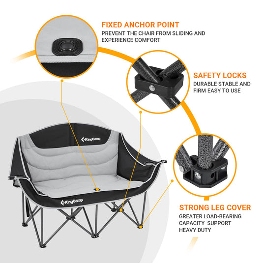 KingCamp Double Sofa Chair Heavy-Duty Loveseat Camping Chair