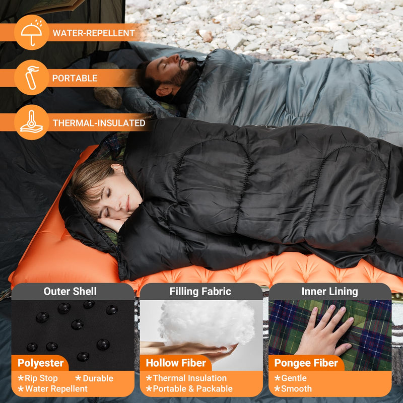 Load image into Gallery viewer, KingCamp SEVAN 250 Sleeping Bag-Envelope With Hood
