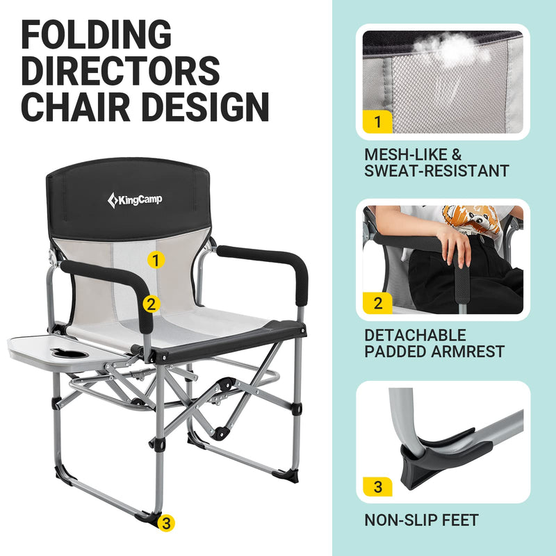 Load image into Gallery viewer, KingCamp Folding Large Director Chair with Non-slip Feet
