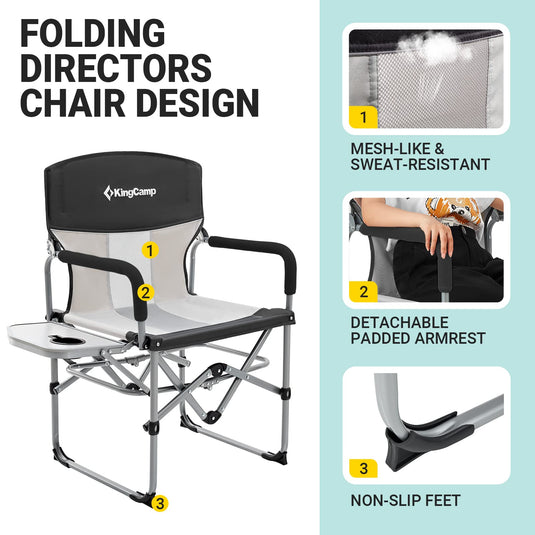 KingCamp Folding Large Director Chair with Non-slip Feet