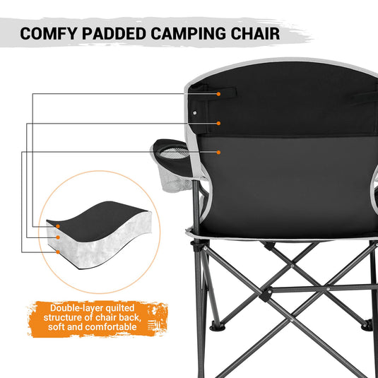 FUNDANGO Arm Chiar Plus Spacious Armchair Folding Camping Chair with Side Table