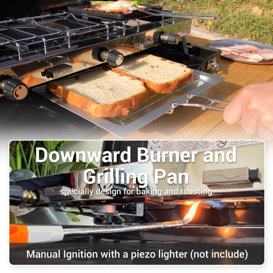 FINEFLAME Portable 3-Burner Camping Stove