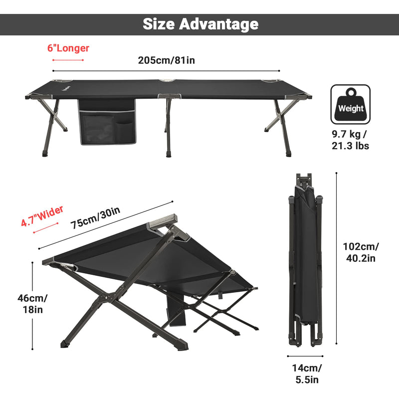 Load image into Gallery viewer, KingCamp BANYAN Steel Army Cot L Family Comfort Bed
