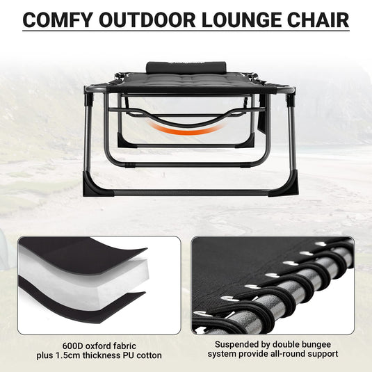 KingCamp Oversized Lounge Chair with Adjustable 5-Position