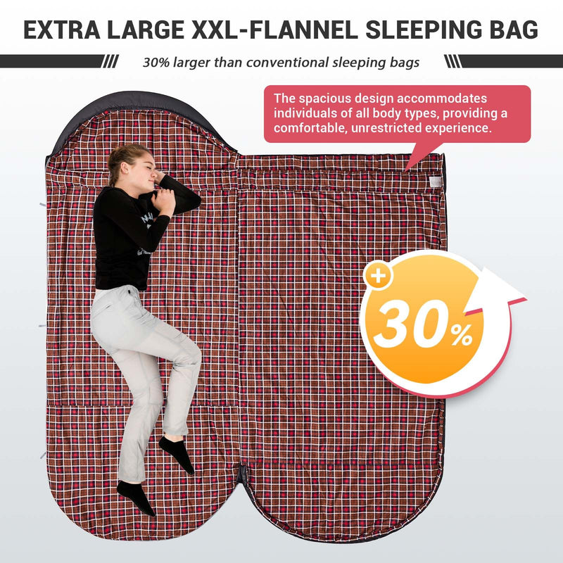Load image into Gallery viewer, KingCamp FREESPACE 350 Flannel Sleeping Bag-Envelope With Hood Extra Large
