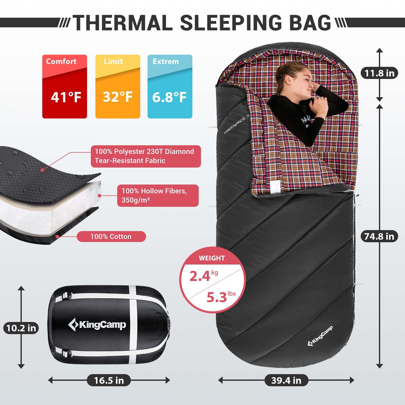 Load image into Gallery viewer, KingCamp FREESPACE 350 Flannel Sleeping Bag-Thermal Sleeping Bag
