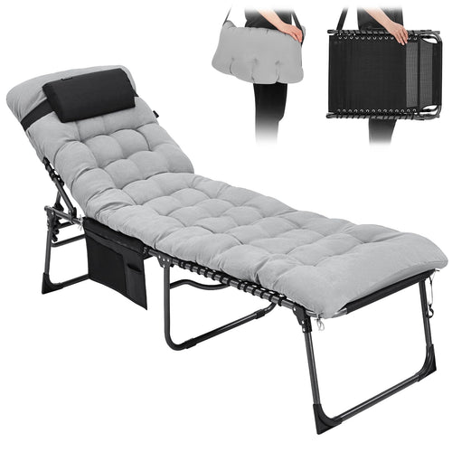 KingCamp Cool 3-Folding Lounge Chair and Cushion Set