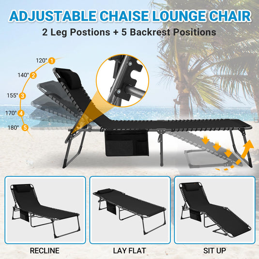 KingCamp Cool 3-Folding Lounge Chair and Cushion Set