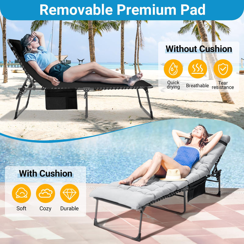 Load image into Gallery viewer, KingCamp Cool 3-Folding Lounge Chair and Cushion Set
