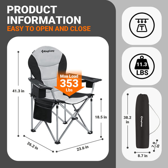 KingCamp Camping Armchair Heavy Duty Ergonomic Padded Arm Chair