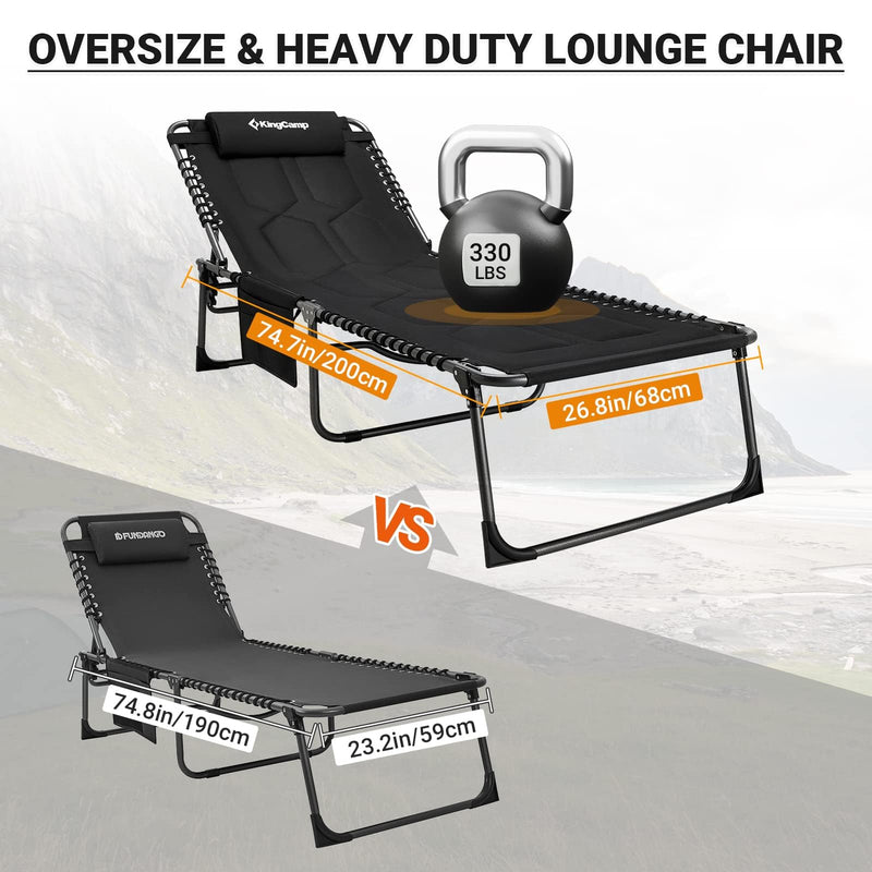 Load image into Gallery viewer, KingCamp Oversized Comfort 3-folding Lounge Chair Easy Fold and Carry

