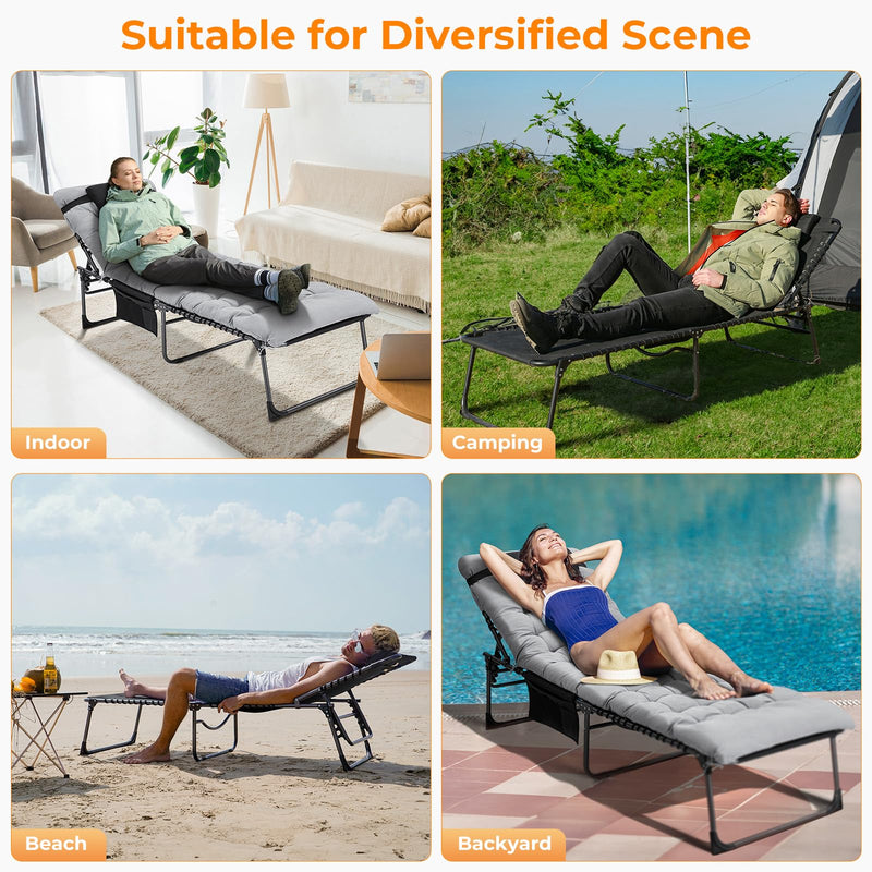 Load image into Gallery viewer, KingCamp Cool 3-folding Lounge Chair L and Cushion Set
