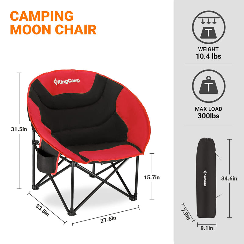 Load image into Gallery viewer, KingCamp Moon Camping Chair Oversized Padded Round Saucer Chairs with Cup Holder
