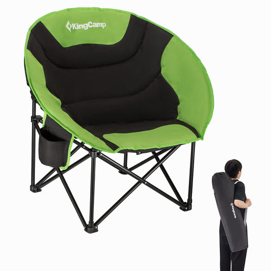 KingCamp Moon Camping Chair Oversized Padded Round Saucer Chairs with Cup Holder