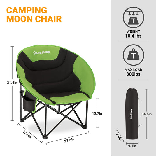 KingCamp Moon Camping Chair Oversized Padded Round Saucer Chairs with Cup Holder