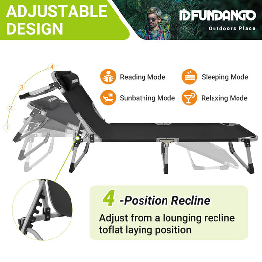 FUNDANGO CLASSIC Folding Lounge Chair and Camping Bed