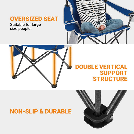 KingCamp XL Armschair of 2 Extra-Large Folding Chair