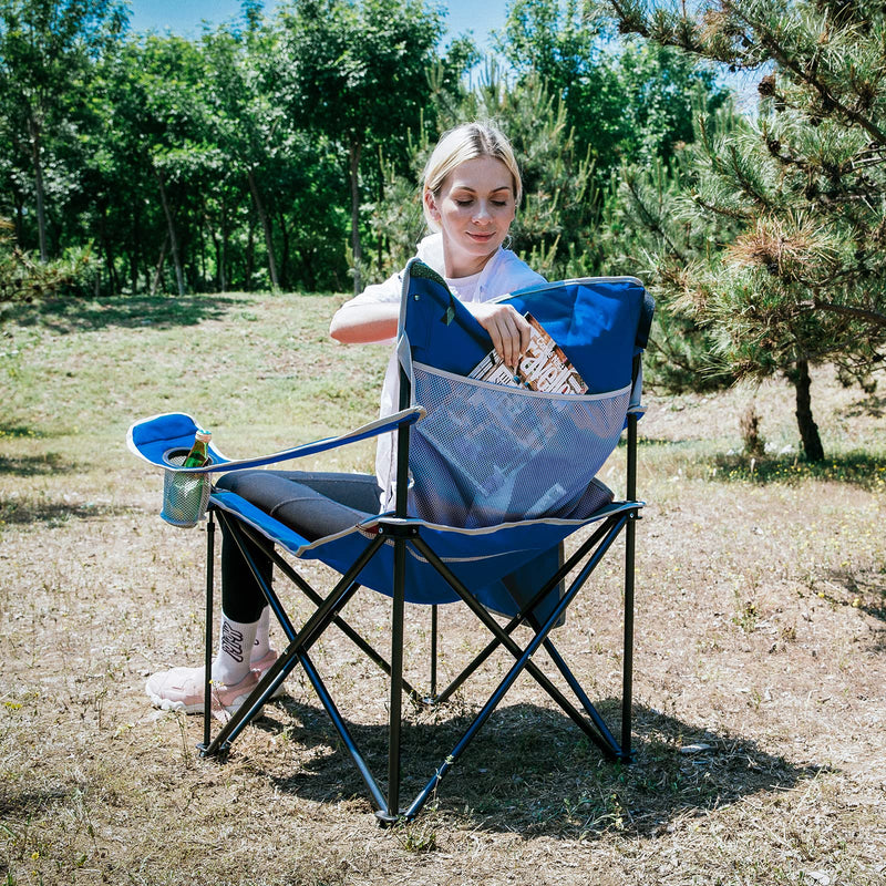 Load image into Gallery viewer, KingCamp Extra-Large Folding Camping Chair with Durable Non-Slip Foot Cover
