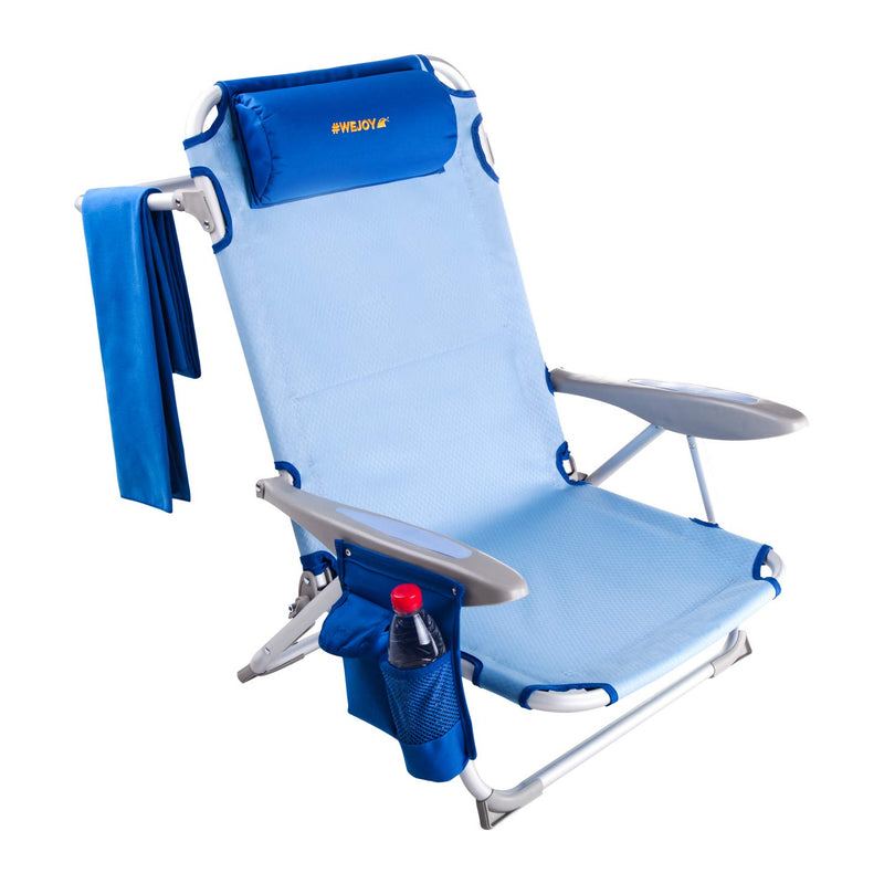 Load image into Gallery viewer, WEJOY Adjustable Beach Chair with Cup Holder and Padded Headrest
