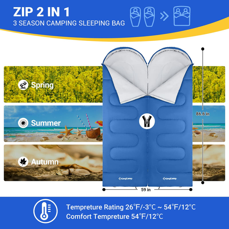 Load image into Gallery viewer, KingCamp Oasis 250 Sleeping Bag-Envelope With Hood
