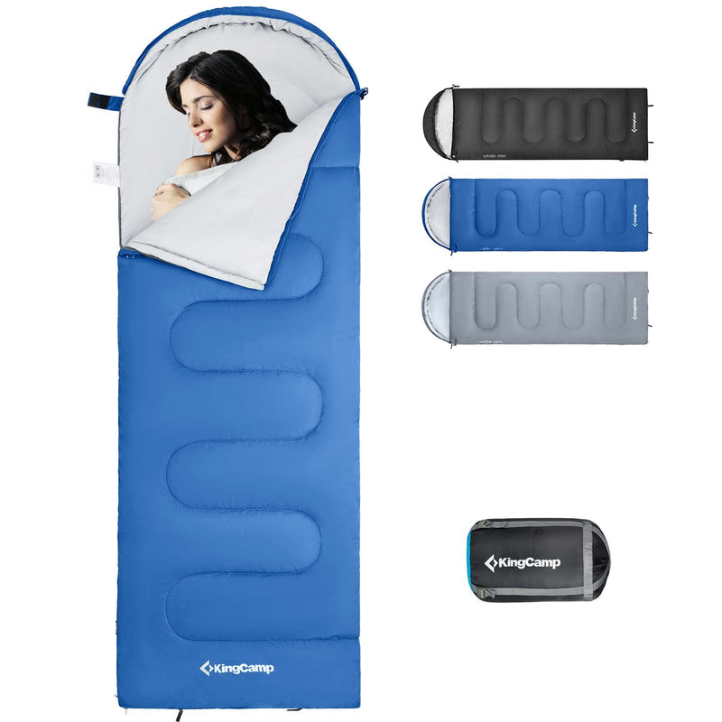 Load image into Gallery viewer, KingCamp Oasis 250 Sleeping Bag-Envelope With Hood 3 Season Camping Sleeping Bag Blue

