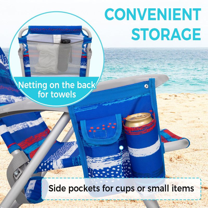 Load image into Gallery viewer, WEJOY Adjustable Beach Chair Set of 2 Blue and Red
