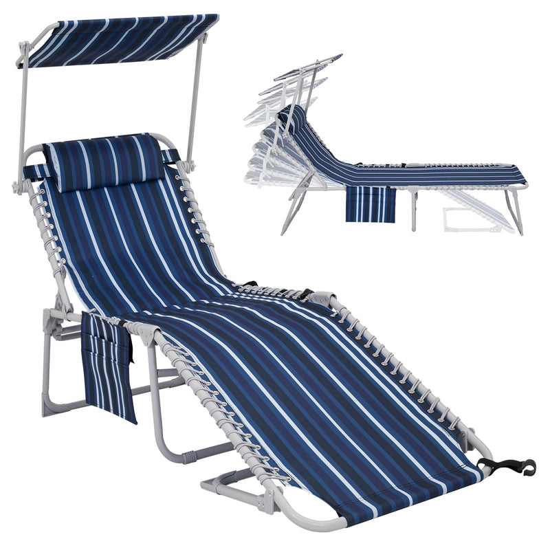 Load image into Gallery viewer, WEJOY Classic Portable Lounge Chair with Canopy Sun Shade
