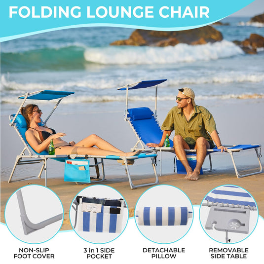 WEJOY Cool Lounge Chair Plus Folding Chaise Lounge Chair with Adjustable Back