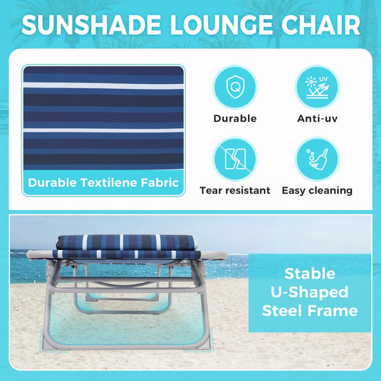 WEJOY Classic Portable Lounge Chair with Canopy Sun Shade Striped
