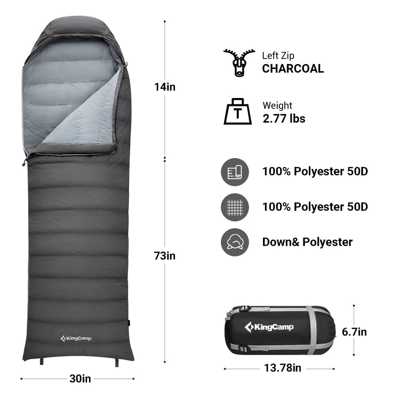 Load image into Gallery viewer, KingCamp FAVOURER 470/700MIX Down Sleeping Bag-Envelope With Hood
