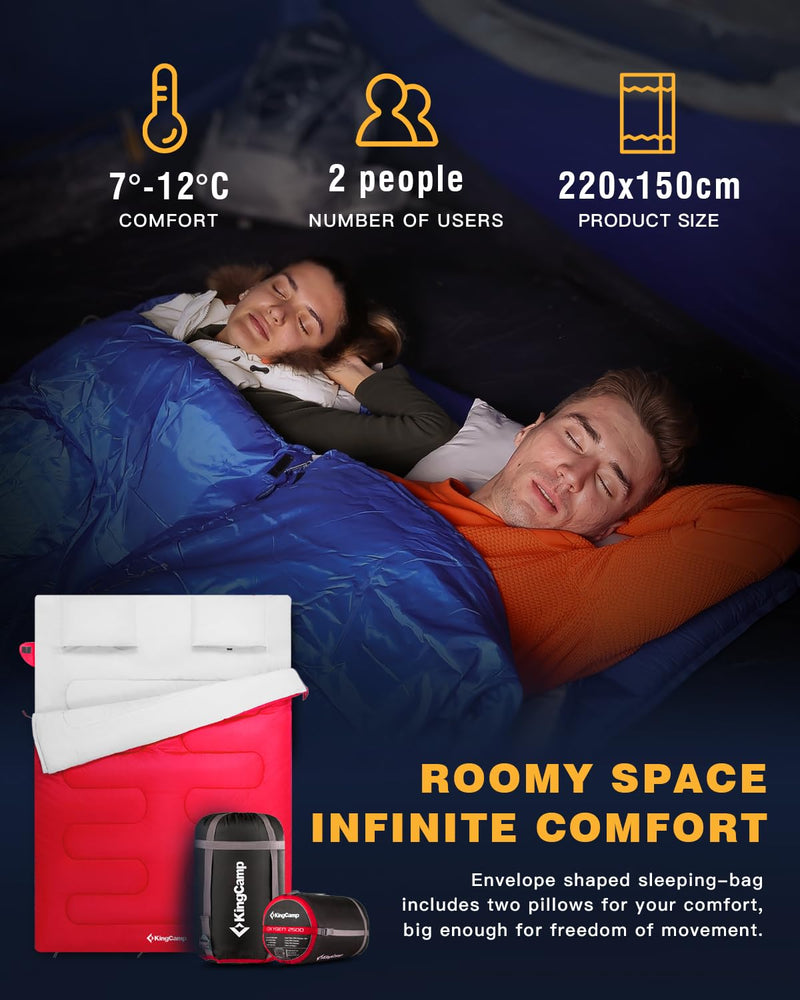 Load image into Gallery viewer, KingCamp OXYGEN 250D Sleeping Bag-Envelope With Double Hood
