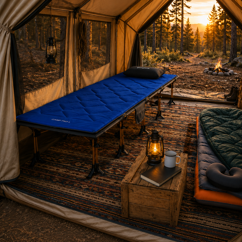 Load image into Gallery viewer, KingCamp CAMP PAD 350 PRO Camping Cot Pad, Oversized Quilted Sleeping Mat with Elastic Straps, Machine Washable, 80" x 30"
