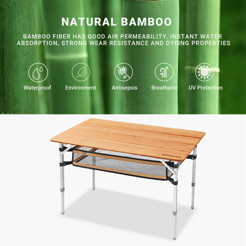 Load image into Gallery viewer, KingCamp BAMBOO 10065 PLUS 4-folding bamboo table L +mesh

