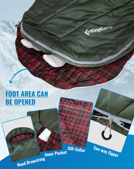 Saco de dormir KingCamp FREESPACE 250D doble con 2 almohadas