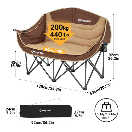 KingCamp Double Sofa Chair Heavy-Duty Loveseat Camping Chair