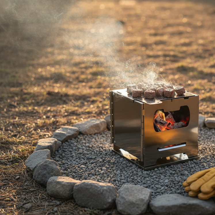 Load image into Gallery viewer, Cook&#39;n&#39;Escape Ultralight Wood Stove – Portable Titanium Grill &amp; Secondary Burn Camp Stove
