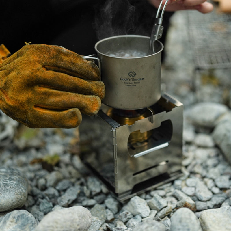Load image into Gallery viewer, Cook&#39;n&#39;Escape Ultralight Wood Stove – Portable Titanium Grill &amp; Secondary Burn Camp Stove
