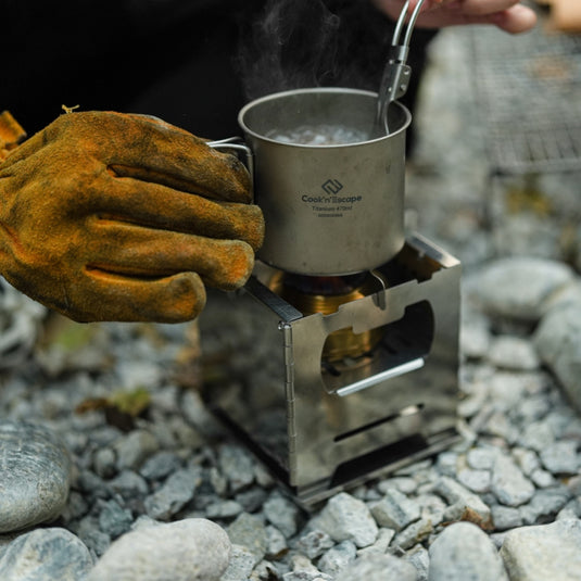 Cook'n'Escape Ultralight Wood Stove – Portable Titanium Grill & Secondary Burn Camp Stove