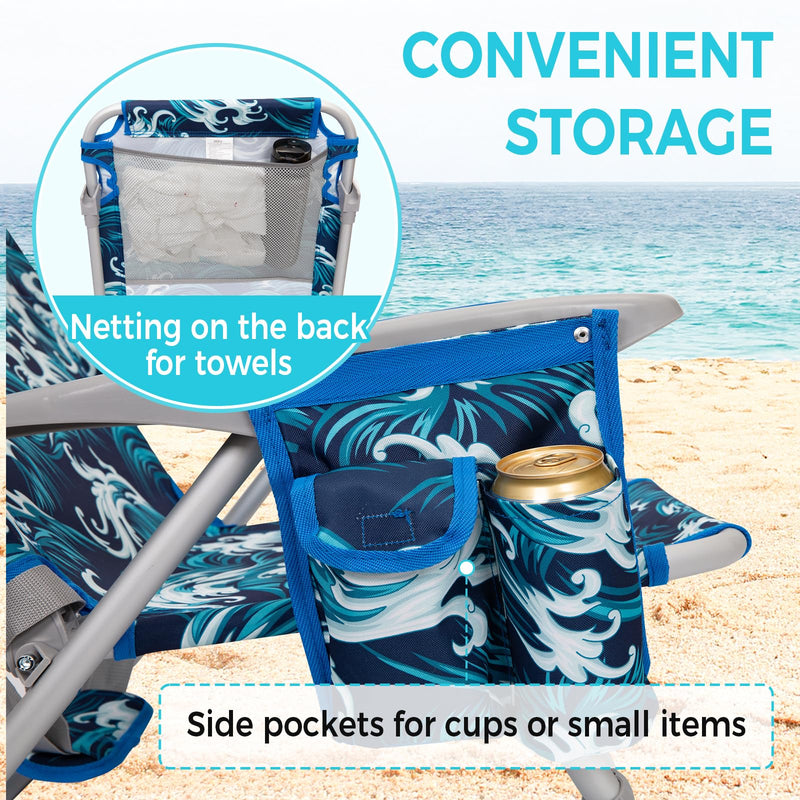 Load image into Gallery viewer, WEJOY Adjustable Beach Chair with Cup Holder and Padded Headrest
