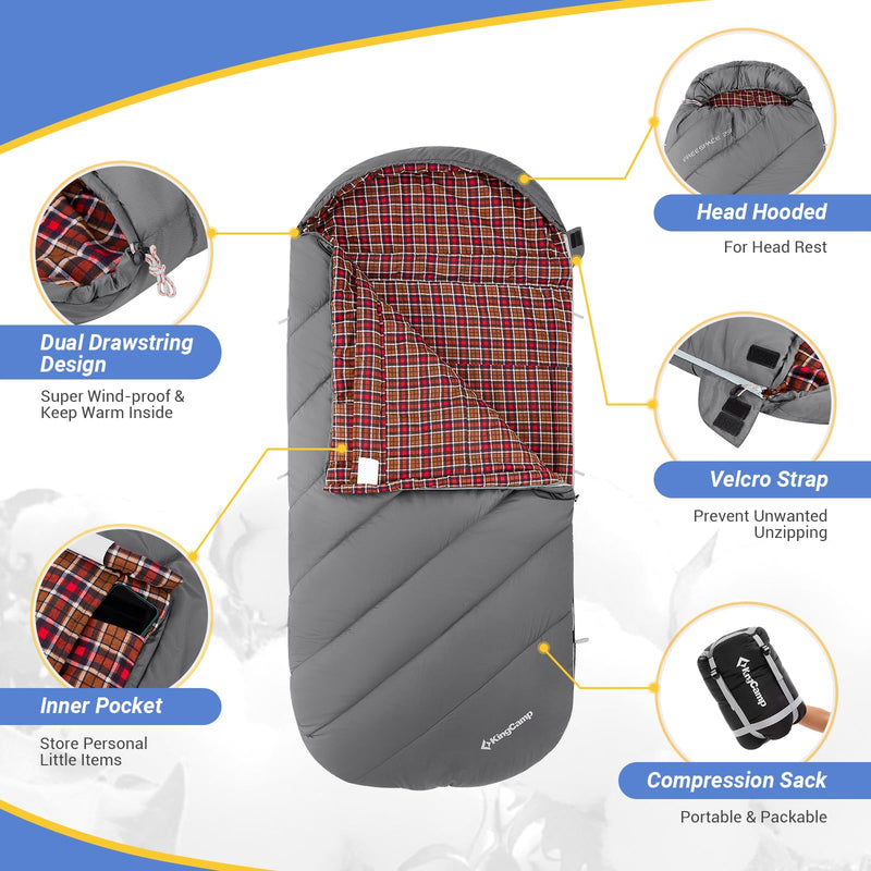 Load image into Gallery viewer, KingCamp FREESPACE 250 3-Season Plus Size Camping Sleeping Bag
