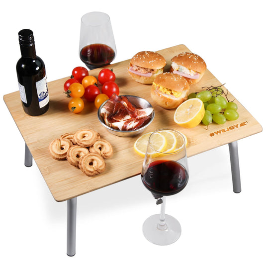 WEJOY BAMBOO 4030 Mini Bamboo Table with Glass Holder