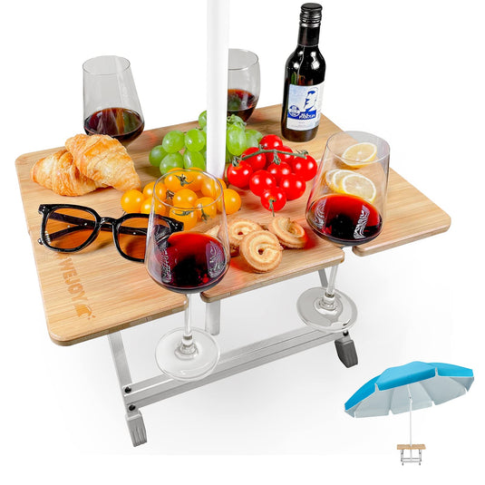 WEJOY Bamboo 4333 Mini Picnic Table with Umbrella Hole